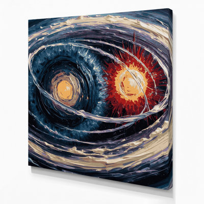 SciFi Binary star system artwork Gray Canvas Wall Art
