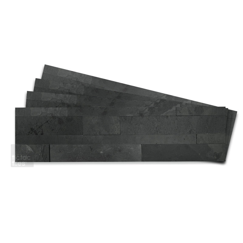 Carrelage mosaïque auto-adhésif en pierre naturelle 6 po x 24 po, Gris carbone