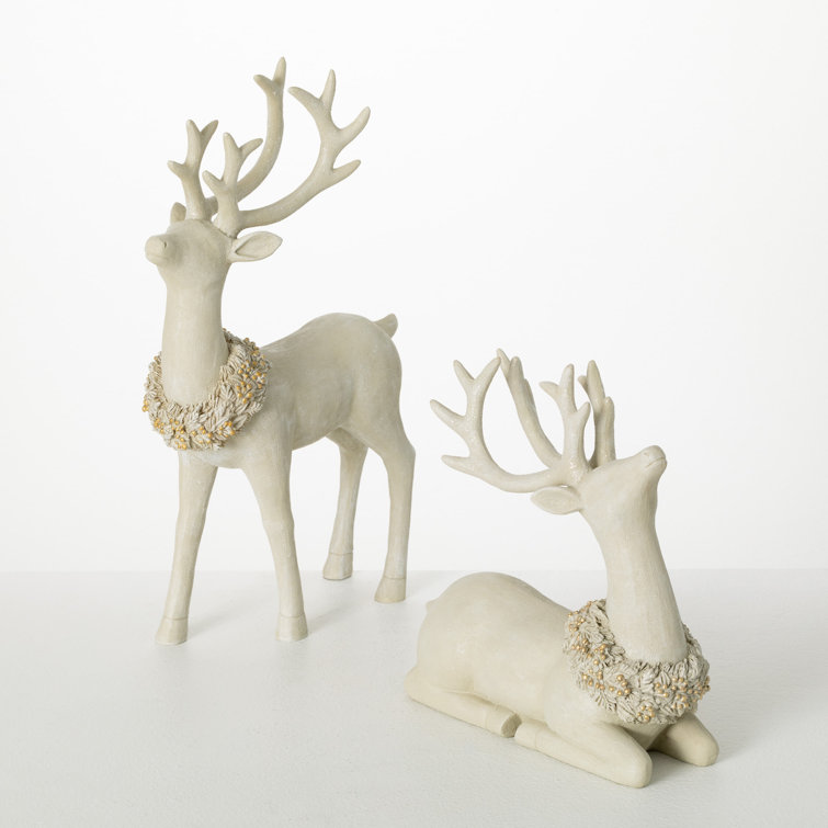 Clearance Sale White Christmas Deer Ornaments Set of 5 or 10