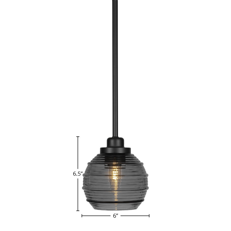 Mini-luminaire suspendu 1 lumière Odyssey, Noir mat, Noir orage