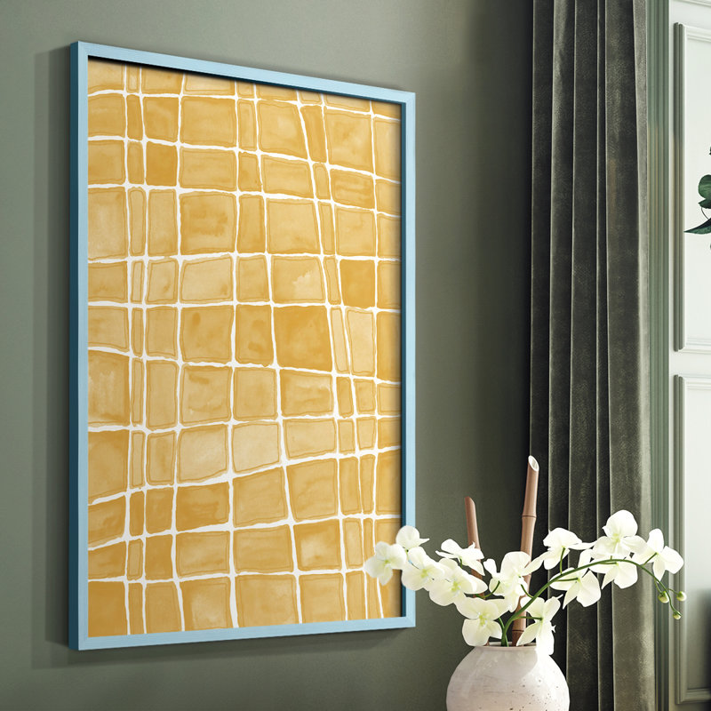 Square Bluff IV, reproduction encadrée - bois massif, Cadre simple bleu, H 10 po x l 8 po