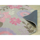Hand Tufted Wool Floral Area Rug in Gray