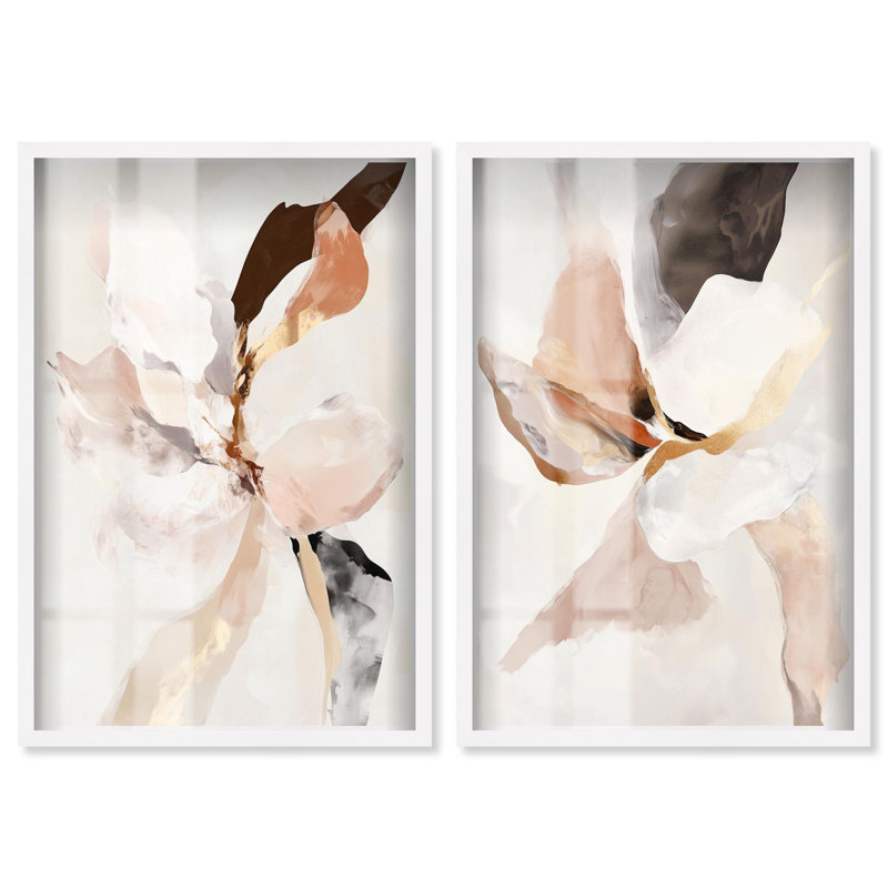 Moonscape Duo Shadowbox Print Abstract Boho Art Set by Art Remedy, Black Frame, 10 x 15, 55" H x 37" W, White Frame