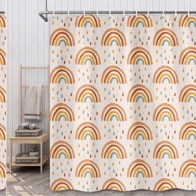 Boho Bliss Rainbow Shower Curtain - Colorful Abstract Design, Waterproof Fabric, Perfect for Kids' Bathroom