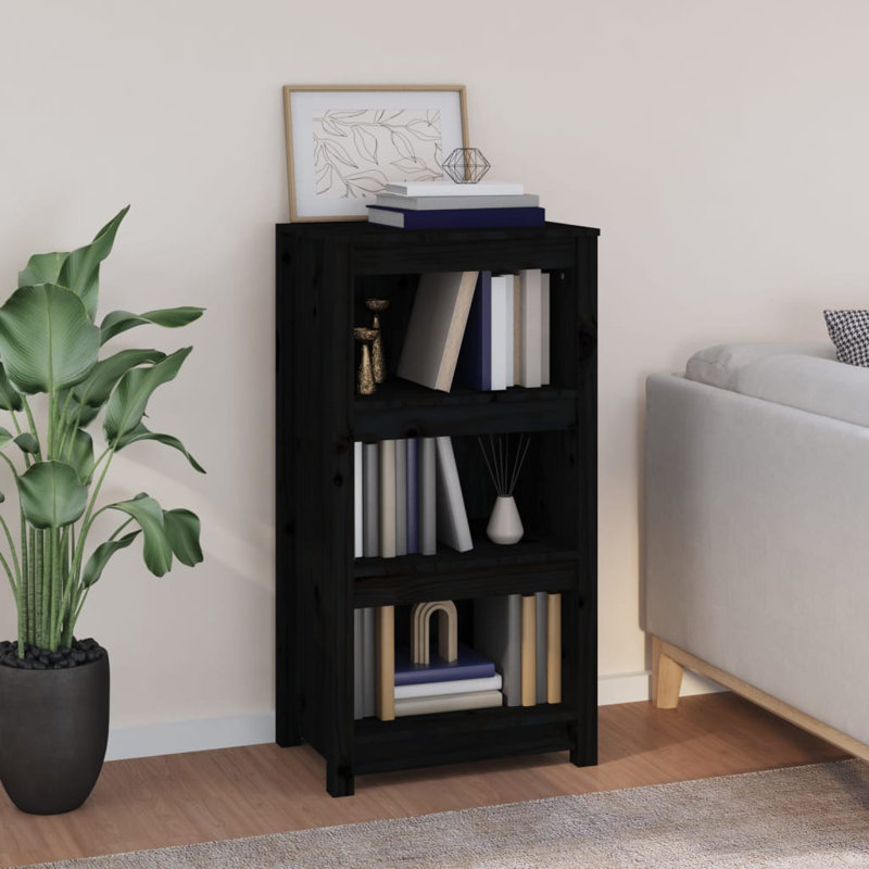 Kylisia 97cm H Solid Wood Standard Bookcase, 97cm H x 50cm W x 35cm D, Black