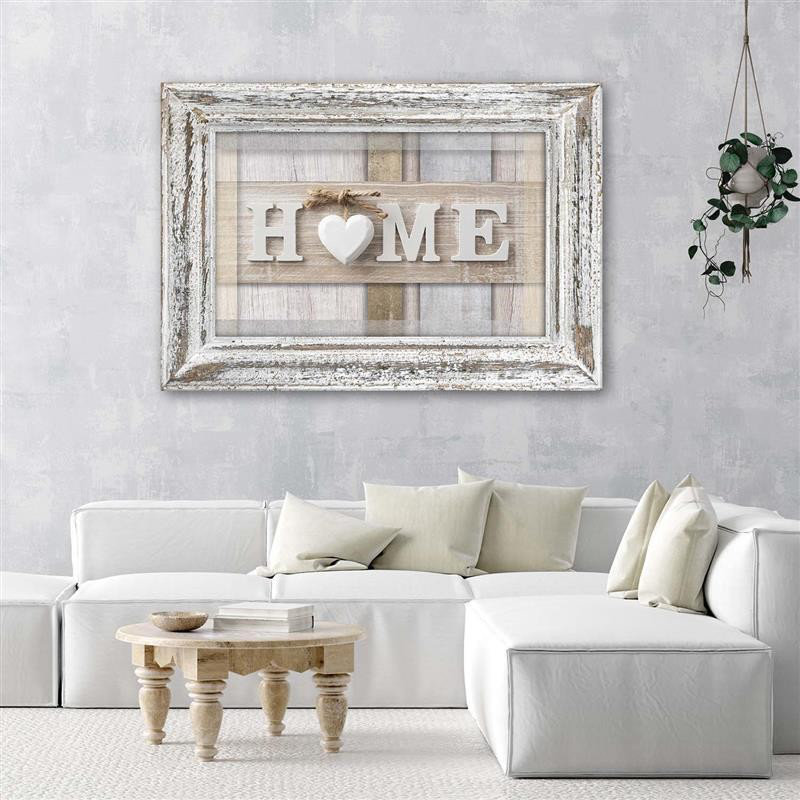 Leinwandbild Home Wooden Heart Beige