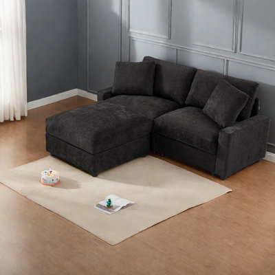 Canapés modulaires modernes modernes, canapé en polyester noir avec rangement pour salon compact