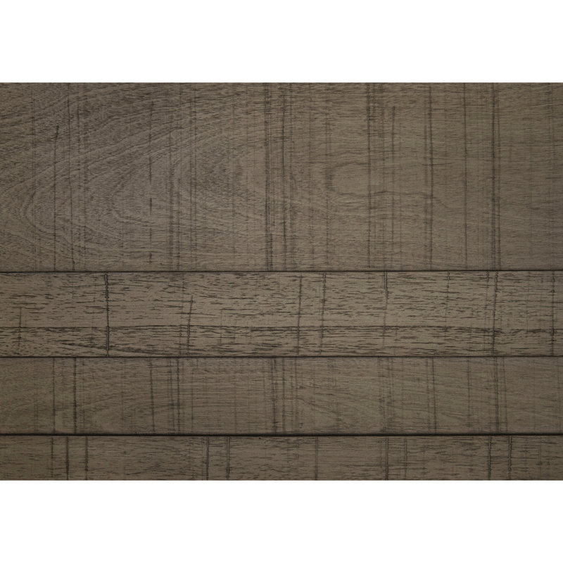 Mobilier de chambre rustique gris: lit double avec tête de lit à profil bas et lit à rails, fabrication en bois