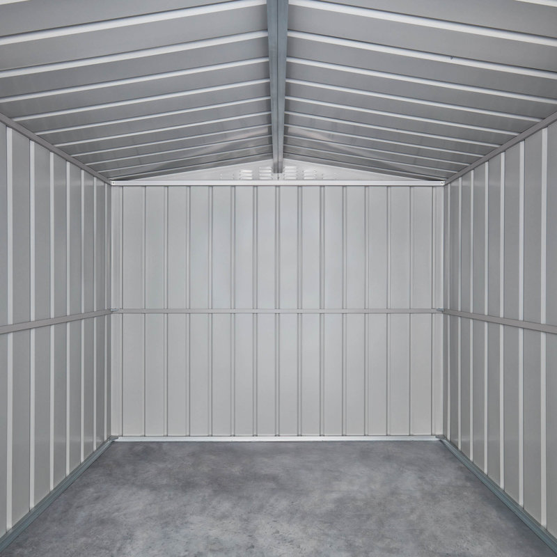 Globel 8 X 6 Apex Grey Metal Shed, Green
