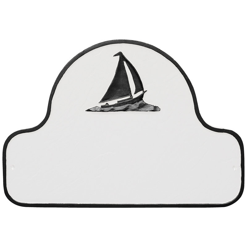 Plaque d'adresse voilier voilier, White / Black