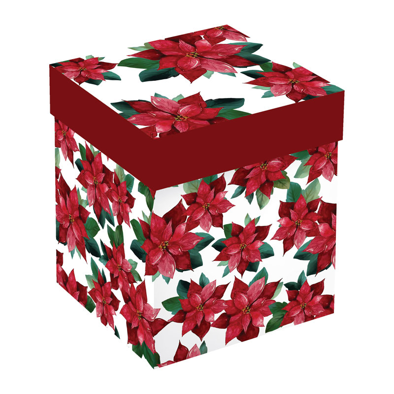 Poinsettia 17 oz. Verre à vin sans pied et boîte-cadeau
