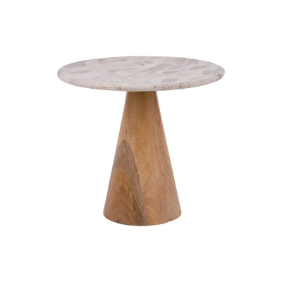 Tisch Force breiter Marmorbraun, Gestell aus Mangoholz