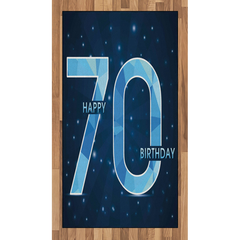 Tapis bleu marine 70th birthday, Rectangle 2 pi 7 po x 5 pi