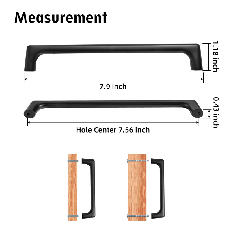 7 9/16'' Center Novelty Pull Multipack, Black
