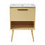 Ensemble de meuble-lavabo avec évier, armoire de salle de bain multifonctionnelle avec tiroir, panneau de fibres à densité moyenne, naturel