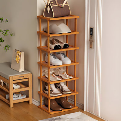 7-Tier Bamboo Shoe Rack Organizer, Stackable Entryway Shoe Storage Shelves For Closets, Dorms
