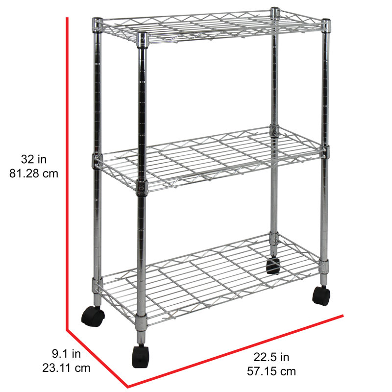 Tadcaster 22.5'' W Metal Height -Adjustable Shelving Unit with Wheels