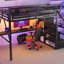 Lit mezzanine avec bureau et station de charge, lit mezzanine en métal avec escalier et lumière pour enfants adolescents-131126739-131126741