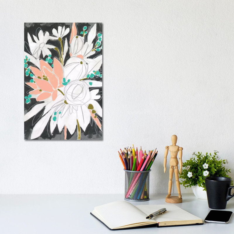 Charcoal Bouquet II by June Erica Vess - Wrapped Canvas Gallery-Wrapped Canvas Giclée, 20.32 cm H x 30.48 cm W