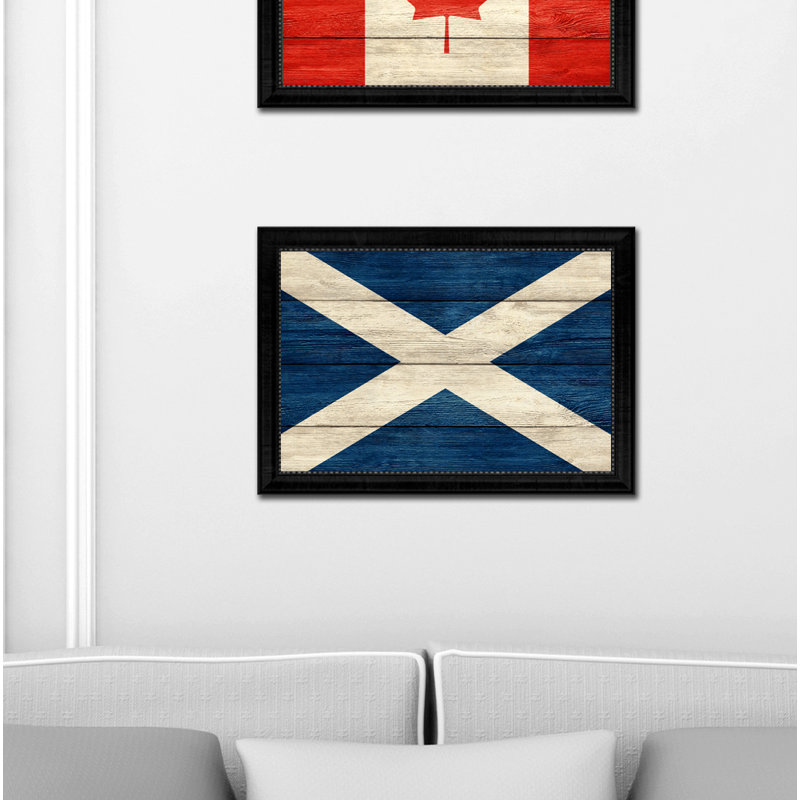 «Écosse Country Flag», peinture sur toile encadrée, H 21 po x l 30 po x P 1 po, Encadrement noir