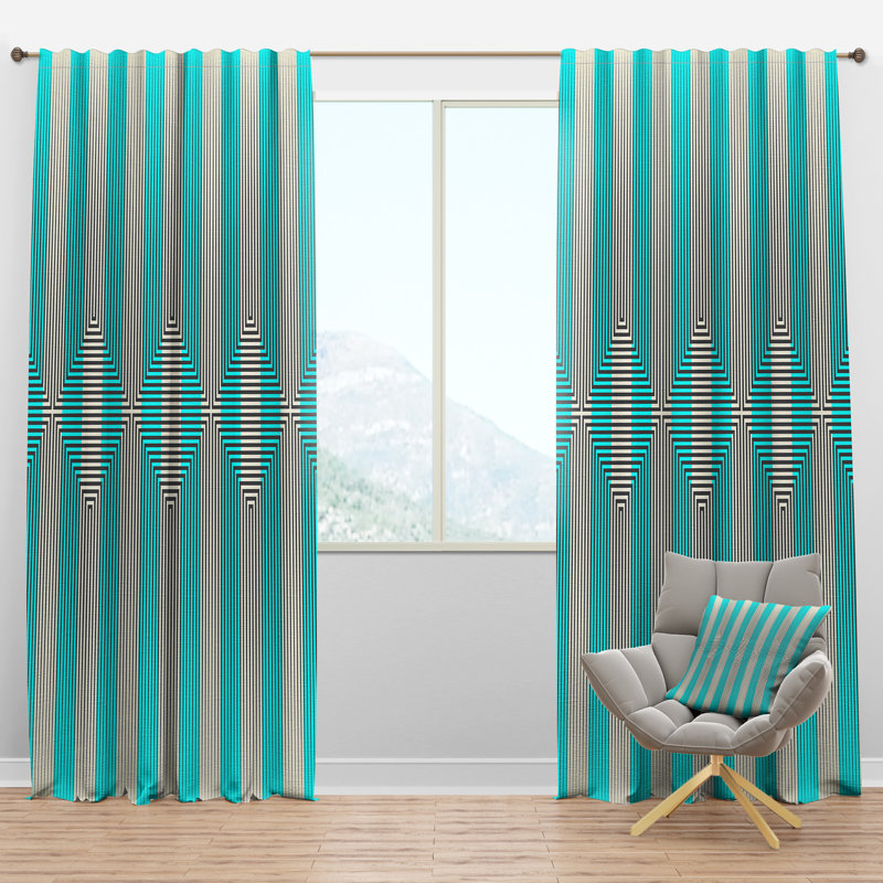 Panneau de rideau simple semi-diaphane avec passe-tringle Mid-Century, l 52 po x L 108 po