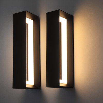 20 Inch 5cct Led Modern Outdoor Wall Sconce, 18w Dimmable Hollow Side-emitting Front Porch Lights