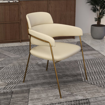 Chaise de salle à manger rembourrée avec pieds en acier inoxydable thermolaqué Wainaku