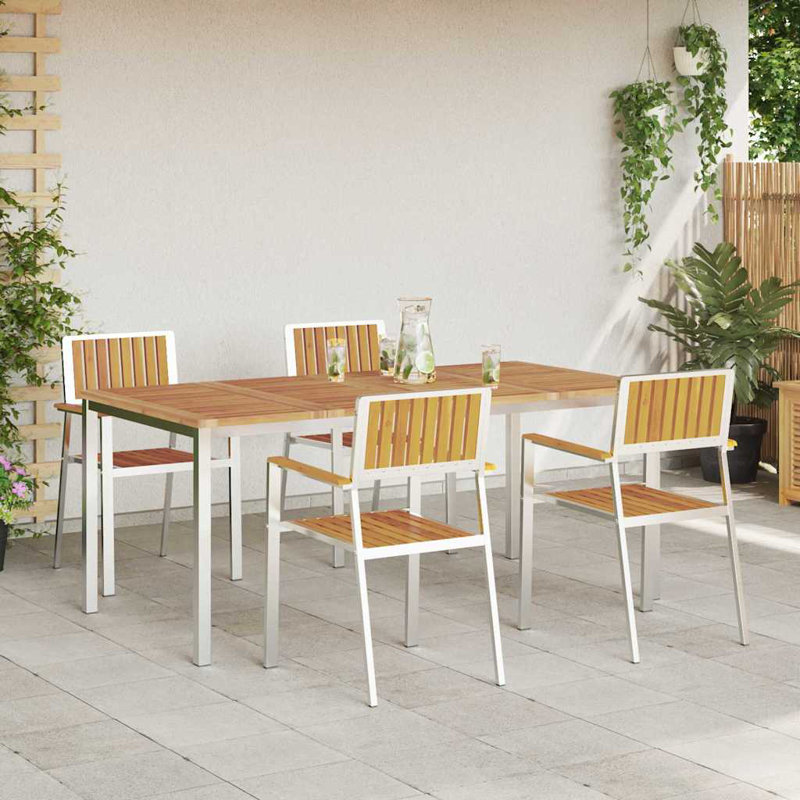 4 - Person Wood Patio Dining Set with, 75cm H x 180cm W x 90cm D