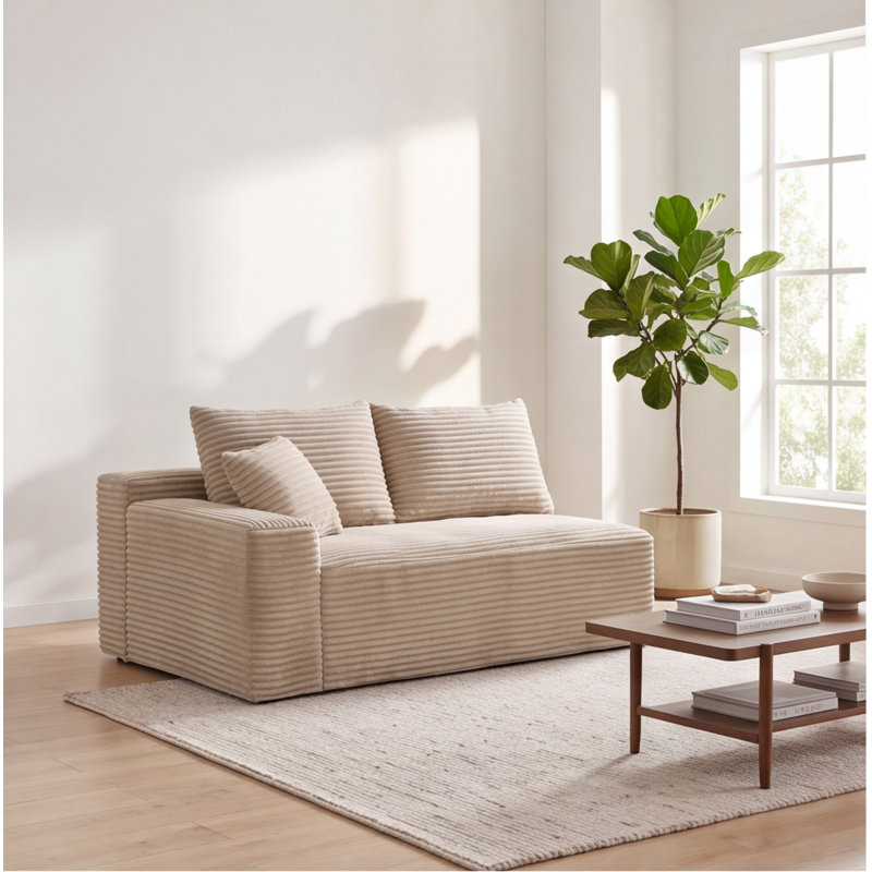 Fauteuil d'appoint modulaire en velours côtelé Camel