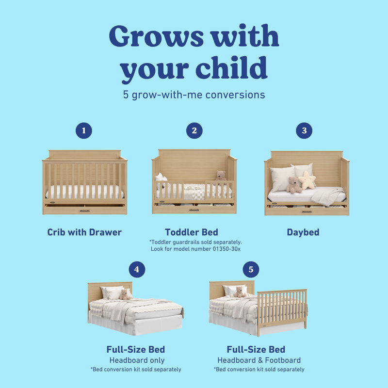 Tristan 5-In-1 Convertible Crib, Driftwood
