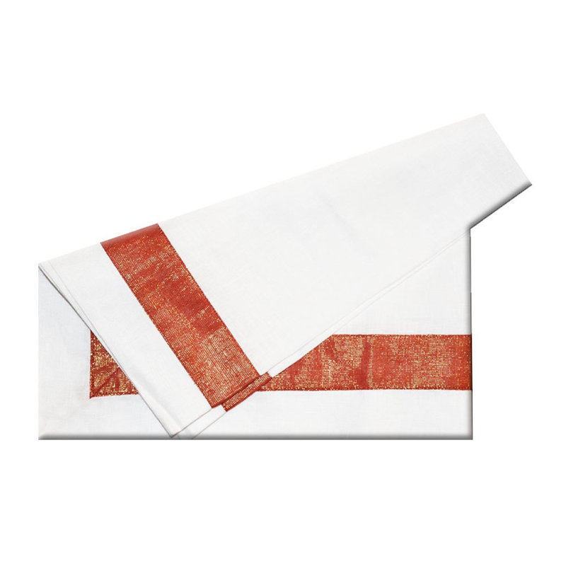 Shimmer New Border Linen Napkin, Red/White