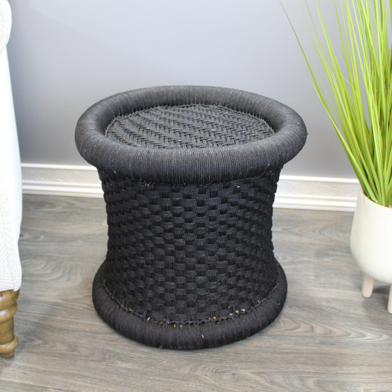 Tabouret d'appoint en rotin Grabowski, Noir
