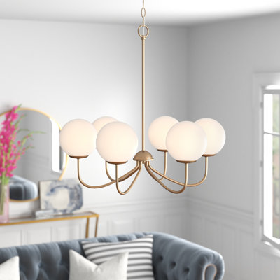 Shena 6 - Light Classic/ Traditional Gold Frosted Shade Chandelier ETL Certified