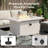 43" Aluminum Rectangular Propane Fire Pit Table with Wind Guard & Cover, White-14634069