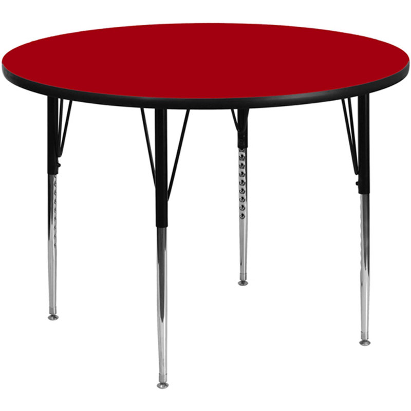 Red Round Laminate Activity Table with Adjustable Legs