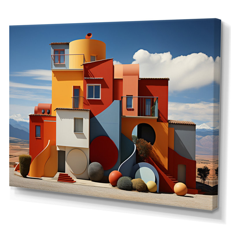 " Landscape Colourful Geometry Building I ", H 30 po x l 40 po x P 1,5 po, Toile tendue