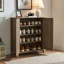 Armoire à chaussures Armoire de rangement pour hall d'entrée avec deux portes à lattes ventilées de style lattes Poignée en métal à quatre tablettes couleur taupe foncé, armoire