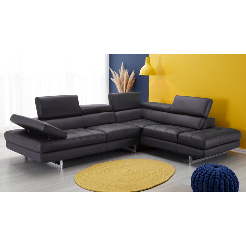 Canapé modulaire 2 pièces Antalya, Cuir véritable noir