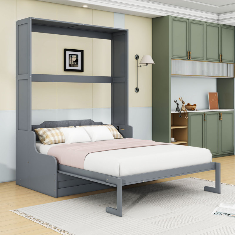 Soloma Queen Murphy Bed with Sofa Cushion, Gray