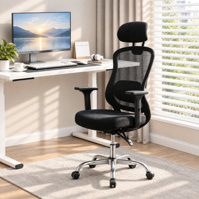 Ergonomic Mesh Office Chair with Footrest, Adjustable Lumbar Support & Headrest, High-Back Computer Desk Chair for Home Office