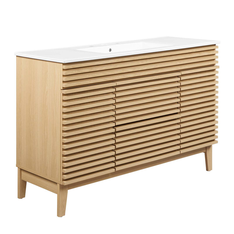 Render 48" Single Sink Bathroom Vanity, Oak