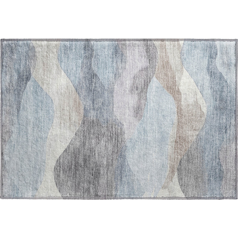 Premium Machine Washable Pinkston Waves Rug, Rectangle 1'8" x 2'6"