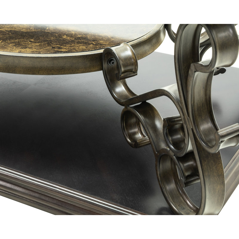 Table de bureau avec table en verre et base en métal brun foncé