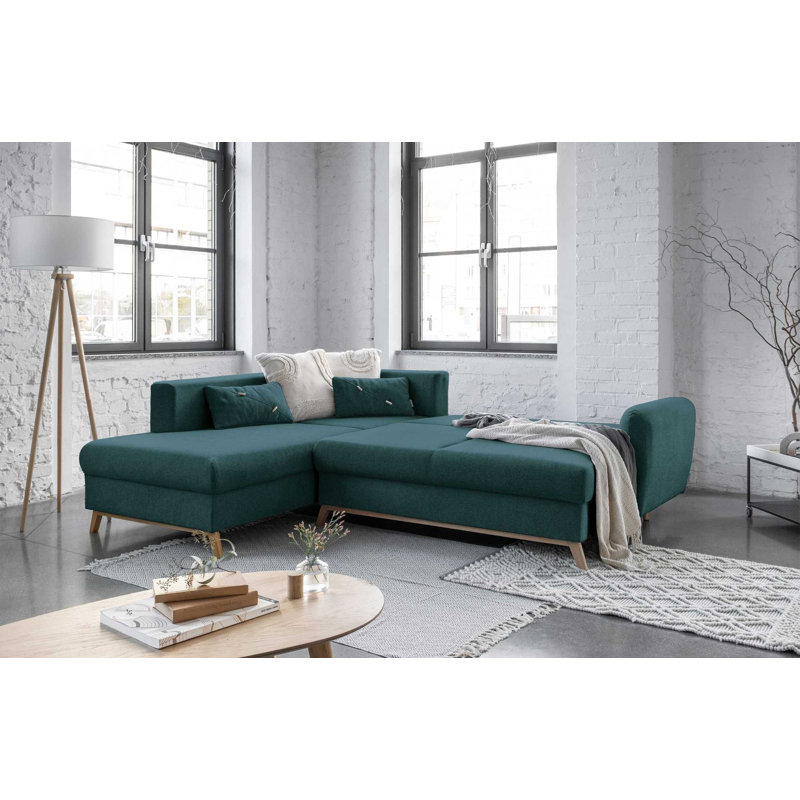 Scandic Lagom 6 Seater Sofa Bed, Turquoise, Left facing