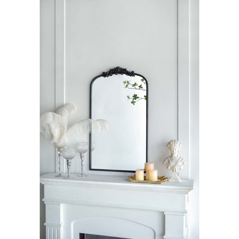 Miroir mural classique avec cadre d'inspiration baroque, 41,7 po x 24 po, Noir, noir, noir, noir