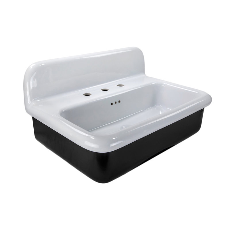Nantucket Sinks 27.75'' Fireclay Specialty Bathroom Sink with Overflow, Black/White