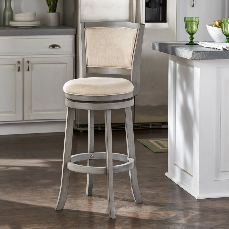 Tabouret de bar et de comptoir pivotant Ametra, Beige, Gris antique, Tabouret de bar (siège d'une hauteur de 29,96 po)