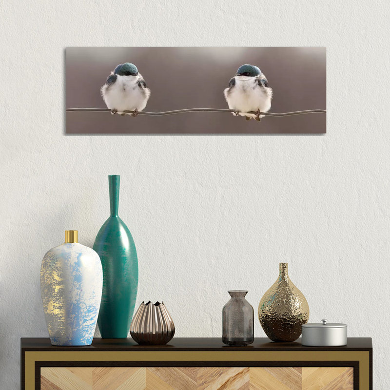 Birds On A Wire by Lucie Gagnon - Wrapped Canvas Panoramic Gallery-Wrapped Canvas Giclée, 30.48 cm H x 91.44 cm W x 1.91 cm D