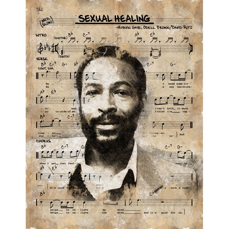 Sexual Healing Marvin Gaye No.2 Music Artists & Lyrics Collection - Art Prints, 50.7cm H x 40cm W x 0.11cm D, Metal