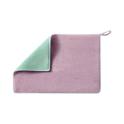 Thickened Dual Sided Microfiber Cleaning Cloth, Absorbent Kitchen Towel With Hanging Loop, 11.8x7.9in Purple